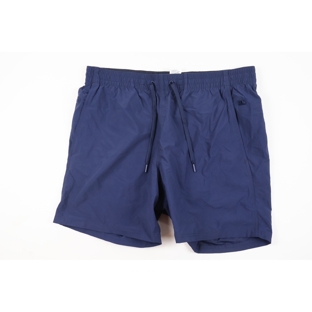Lands End Swim Trunks Board Shorts Navy Blue Solid Large NEW
